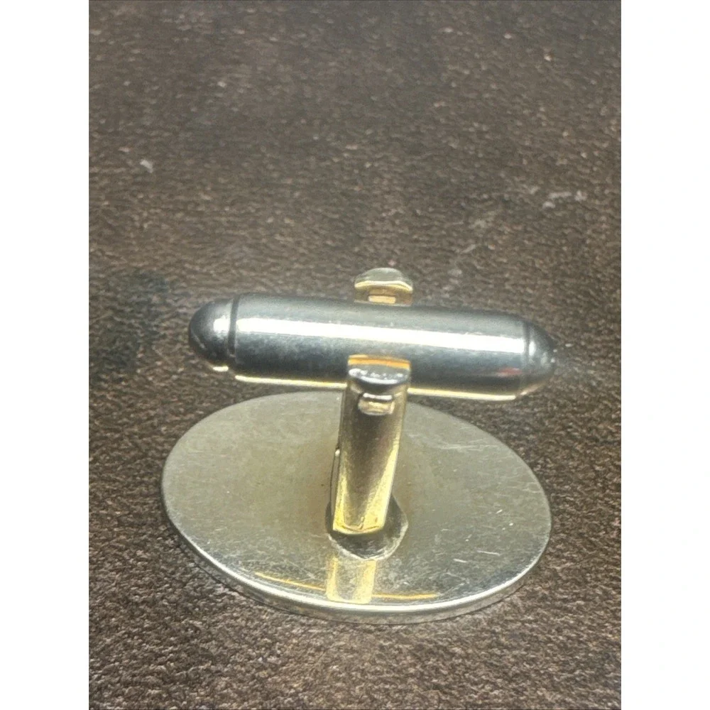 Vintage Oval Gold Tone Cufflinks‎ with Etching